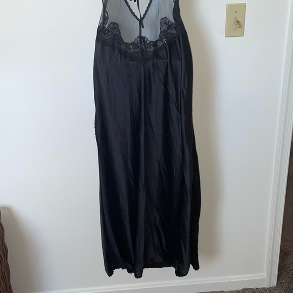 Victoria’s Secret Black Satin Lace Maxi Slip Dress - Picture 6 of 8